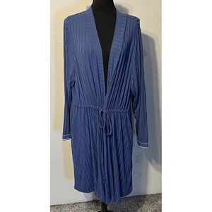 Sleep By Cacique Robe Womens 18/20 Blue Jersey Kimono Belted Long Sleeve Lounge